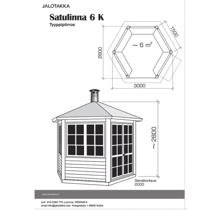 Satulinna 6k Huvimaja: Perinteinen Design, Kestävä Pyöröhirsirakenne.