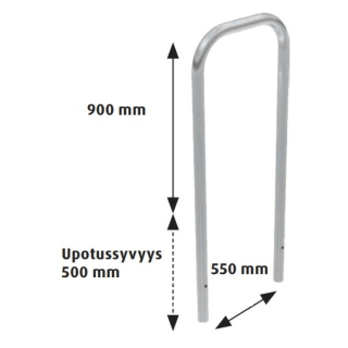 Pyöräkaari, leveys 550mm. Kuumasinkitty teräs.