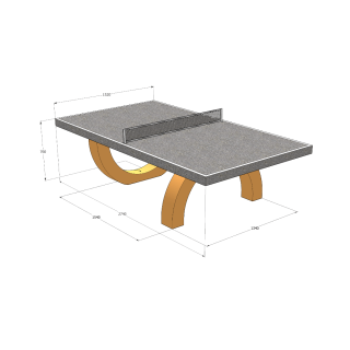 Betoninen pingispöytä kestävällä designilla