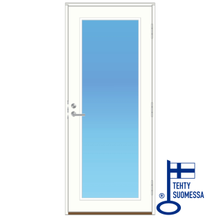 Suomalainen täysilasinen lämpöeristetty ulko-ovi: 78mm, U-arvo 0,6-0,9