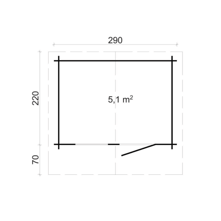 Hirsimökki Tornio 5,1 m2. Hirsivahvuus 28 mm