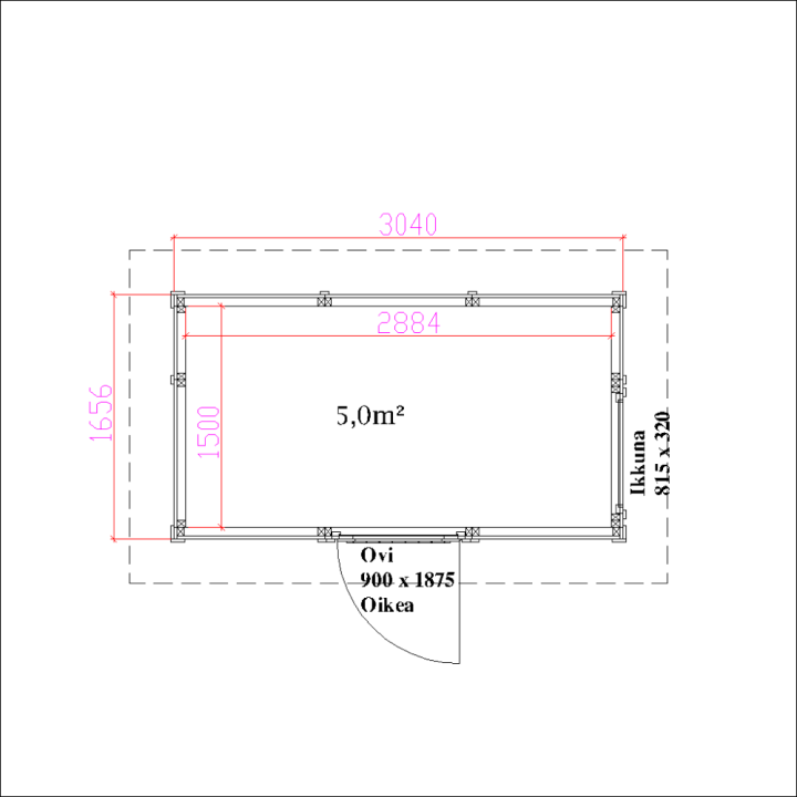 Pihavarasto lapekattoinen 5m2. Helppo.