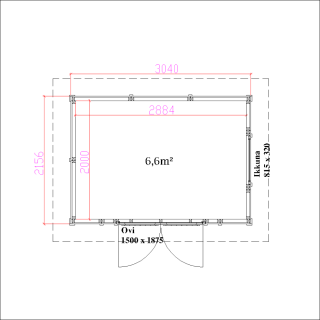 Pihavarasto lapekattoinen pariovella 6,6m2. Helppo